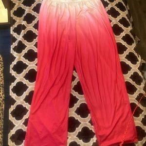 NWOT size 2XL unbranded ombré pink wide leg lightweight pants with elastic waist
